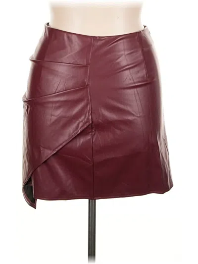 Pre-owned Unbranded Faux Leather Skirt In Burgundy