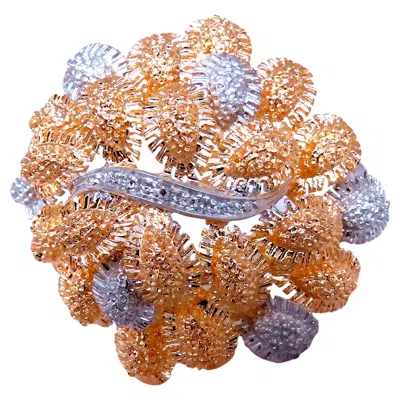 Pre-owned Unbranded Fern Cluster Brooch Pin 18kt 12568 In Green
