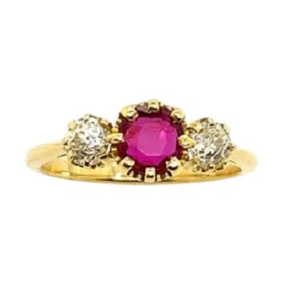 Pre-owned Unbranded Fine Quality 0.75ct Ruby And Victorian Cut Diamond Ring In 18ct Yellow Gold