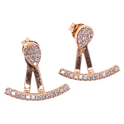 Pre-owned Unbranded Fine Quality Drops & Studs Earrings Set With Diamonds In 18ct Rose Gold In Red