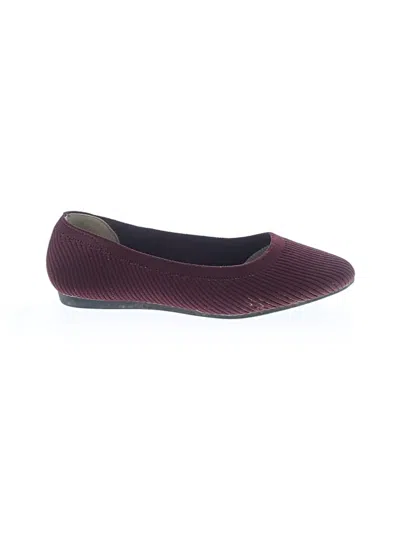 Pre-owned Unbranded Flats In Burgundy
