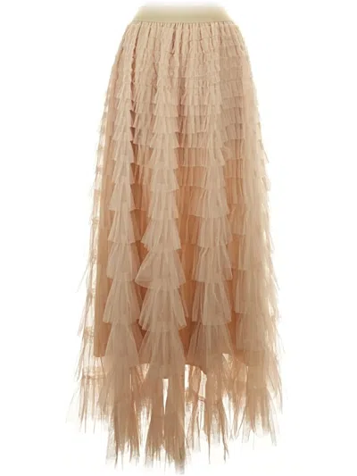 Pre-owned Unbranded Formal Skirt In Tan