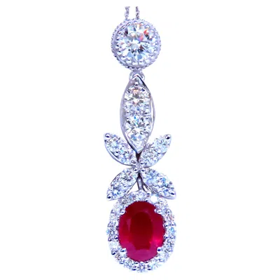 Pre-owned Unbranded Gia Certified 1.48ct Natural Ruby Diamond Necklace 14kt Gold 47711* In Multiple