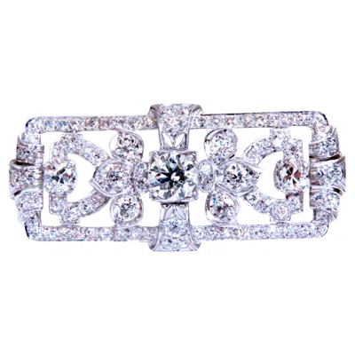 Pre-owned Unbranded Gia Certified Natural Diamond Vintage Deco Pin Brooch Platinum 12418 In Multi
