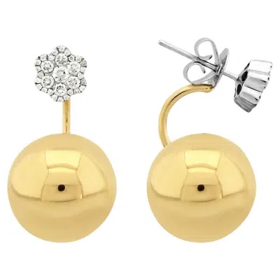 Pre-owned Unbranded Golden Globe Diamond 18k 15mm Gold Ball Earrings In Multi