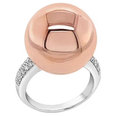 Pre-owned Unbranded Golden Globe White Diamond 18k Rose & White Gold Ball Ring