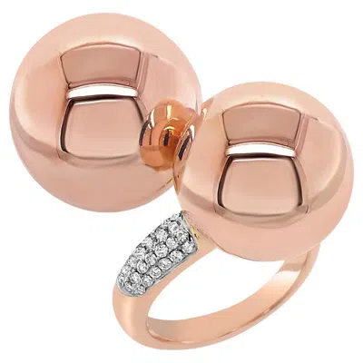 Pre-owned Unbranded Golden Globe White Diamond 18k Rose Gold Ball Ring
