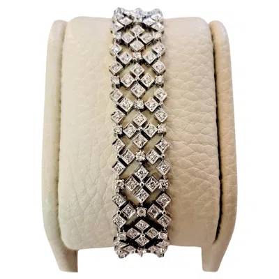 Pre-owned Unbranded Hand-made 18k White Gold Women Bracelet With Diamonds