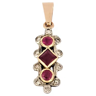 Pre-owned Unbranded Hand-made Burmese Ruby Pendant In 14k Palladium With Diamonds In Multi