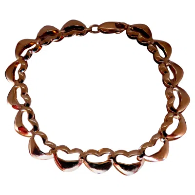 Pre-owned Unbranded Heart Linked Bracelet Mod Deco 14kt 8mm 12449* In Multi