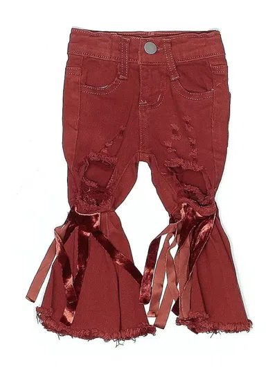 Pre-owned Unbranded Kids' Jeans In Burgundy