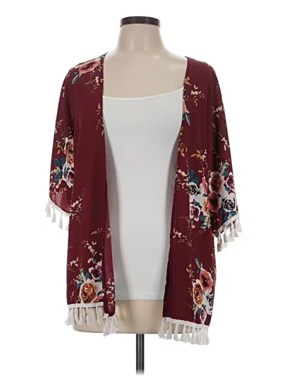 Pre-owned Unbranded Kimono In Burgundy