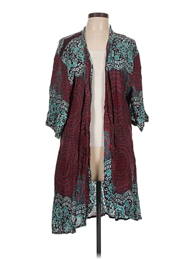 Pre-owned Unbranded Kimono In Burgundy