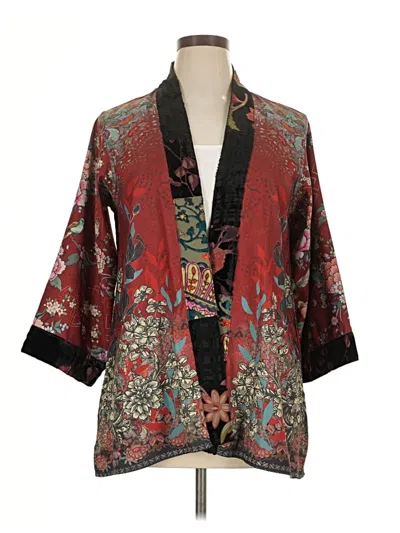 Pre-owned Unbranded Kimono In Burgundy