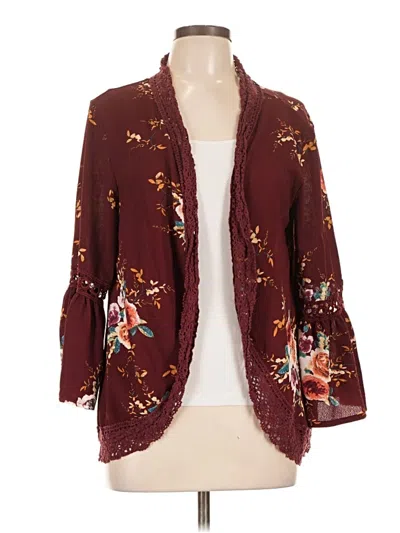 Pre-owned Unbranded Kimono In Burgundy