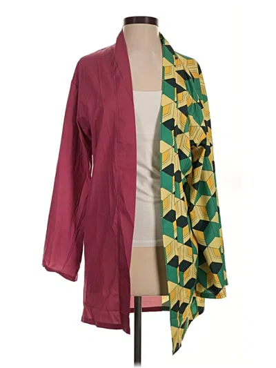 Pre-owned Unbranded Kimono In Burgundy