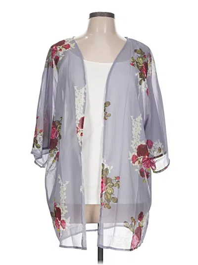 Pre-owned Unbranded Kimono In Gray