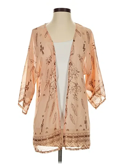 Pre-owned Unbranded Kimono In Tan