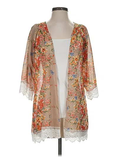 Pre-owned Unbranded Kimono In Tan
