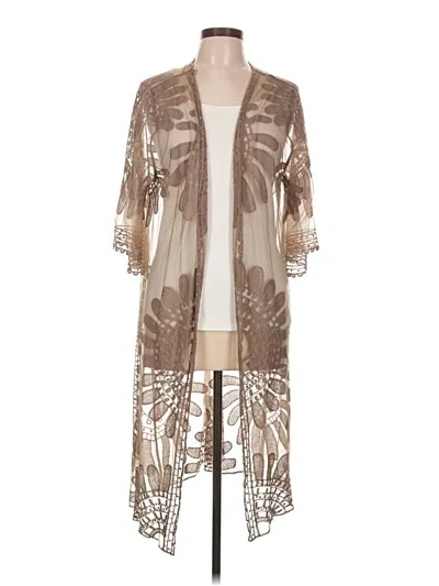 Pre-owned Unbranded Kimono In Tan