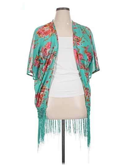 Pre-owned Unbranded Kimono In Teal