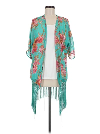 Pre-owned Unbranded Kimono In Teal