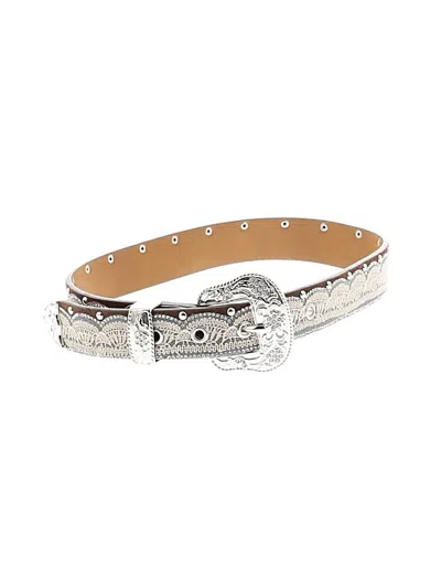 Pre-owned Unbranded Leather Belt In Silver