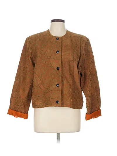 Pre-owned Unbranded Leather Jacket In Brown