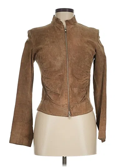 Pre-owned Unbranded Leather Jacket In Brown