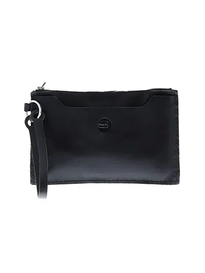 Pre-owned Unbranded Leather Wristlet In Black