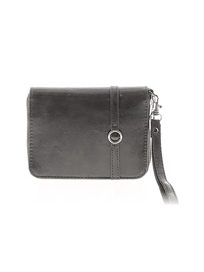 Pre-owned Unbranded Leather Wristlet In Gray
