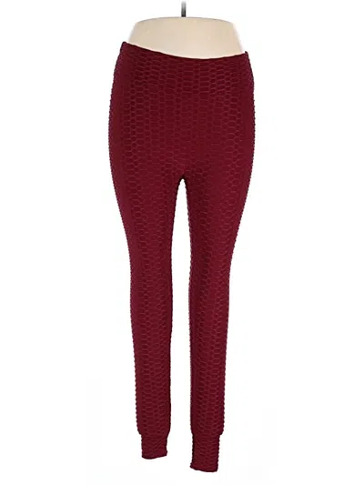 Pre-owned Unbranded Leggings In Burgundy