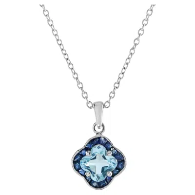 Pre-owned Unbranded Lily Cut Blue Topaz & Blue Sapphire 9k White Gold Pendant Necklace