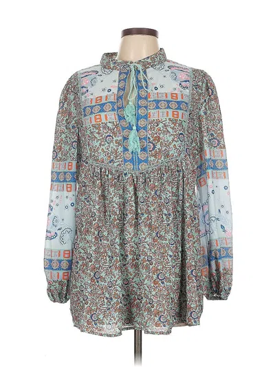 Pre-owned Unbranded Long Sleeve Blouse In Blue