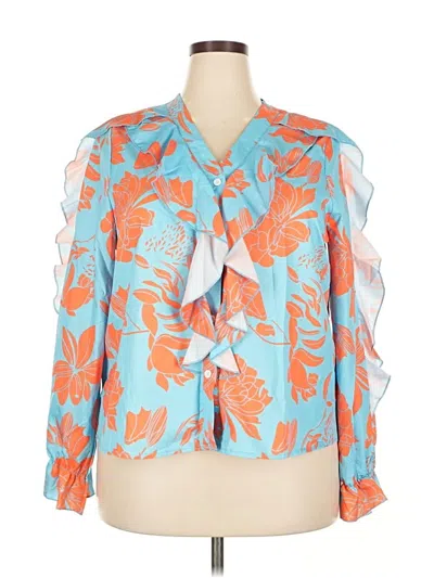 Pre-owned Unbranded Long Sleeve Blouse In Blue