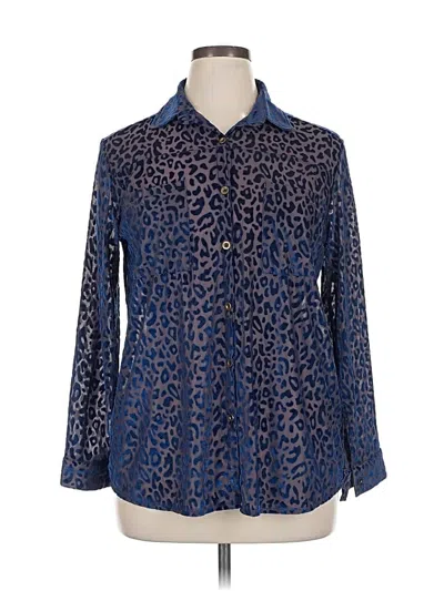 Pre-owned Unbranded Long Sleeve Blouse In Blue