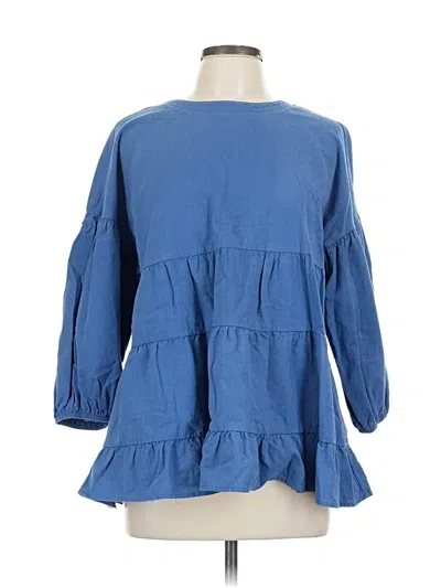Pre-owned Unbranded Long Sleeve Blouse In Blue