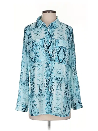 Pre-owned Unbranded Long Sleeve Blouse In Blue