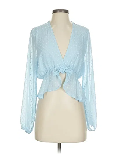 Pre-owned Unbranded Long Sleeve Blouse In Blue