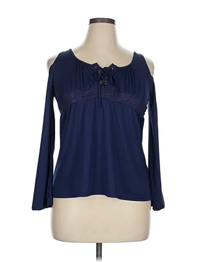 Pre-owned Unbranded Long Sleeve Blouse In Blue