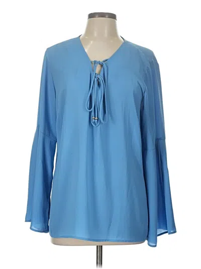 Pre-owned Unbranded Long Sleeve Blouse In Blue