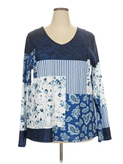 Pre-owned Unbranded Long Sleeve Blouse In Blue