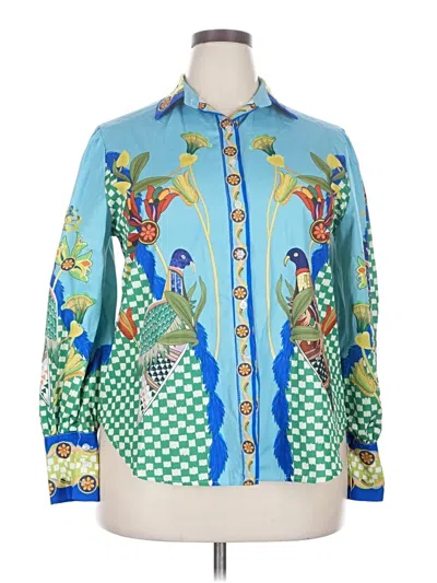 Pre-owned Unbranded Long Sleeve Blouse In Blue