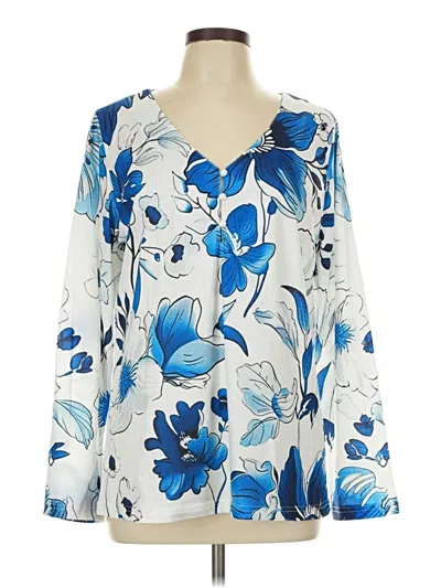 Pre-owned Unbranded Long Sleeve Blouse In Blue