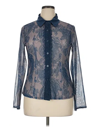 Pre-owned Unbranded Long Sleeve Blouse In Blue
