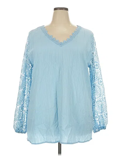 Pre-owned Unbranded Long Sleeve Blouse In Blue
