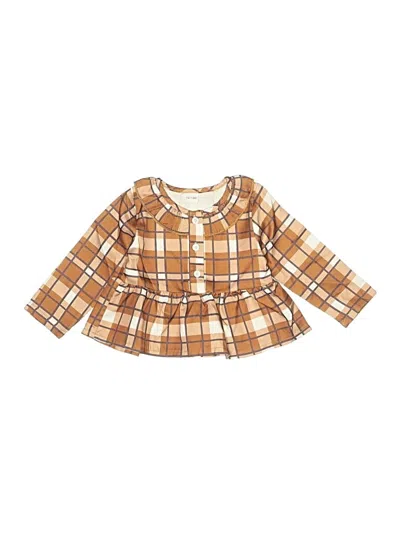 Pre-owned Unbranded Kids' Long Sleeve Blouse In Brown