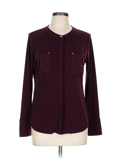 Pre-owned Unbranded Long Sleeve Blouse In Burgundy