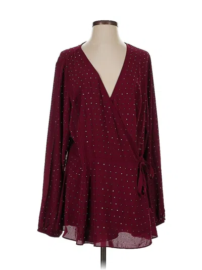 Pre-owned Unbranded Long Sleeve Blouse In Burgundy