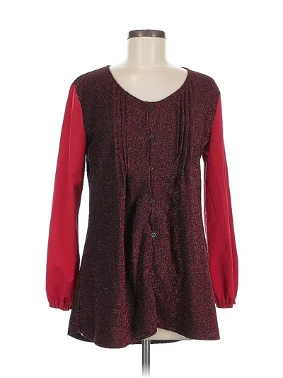 Pre-owned Unbranded Long Sleeve Blouse In Burgundy